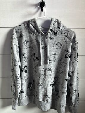 Warner Bros. Gray Pullover Hoodie with Black Character Print